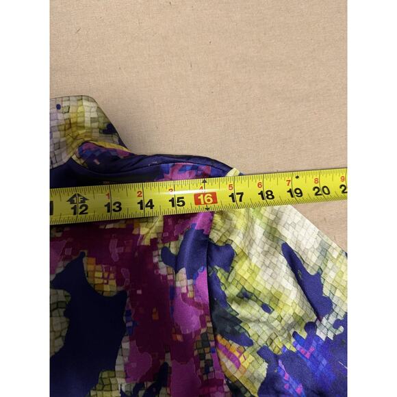 St. John Blouse Womens 8 Cobalt Celadon Multi Silk Ruffle Abstract Top K311WD1 - Picture 15 of 15